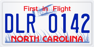 NC license plate DLR0142