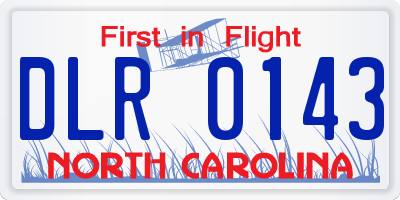 NC license plate DLR0143