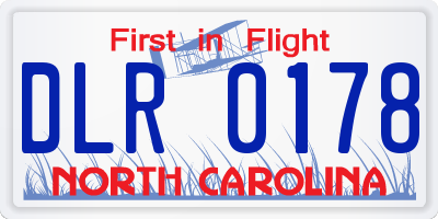 NC license plate DLR0178