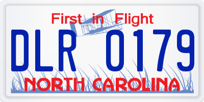 NC license plate DLR0179