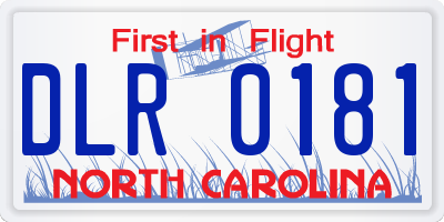 NC license plate DLR0181