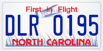 NC license plate DLR0195