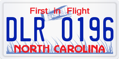 NC license plate DLR0196