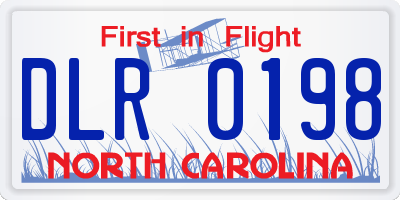 NC license plate DLR0198