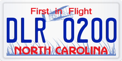 NC license plate DLR0200