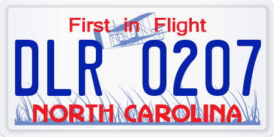 NC license plate DLR0207