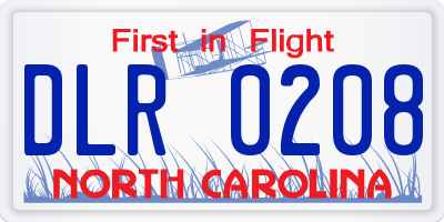 NC license plate DLR0208