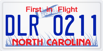 NC license plate DLR0211