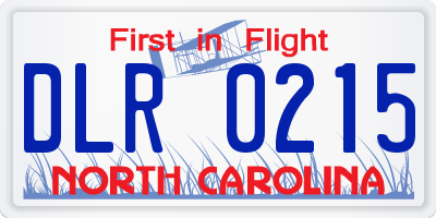 NC license plate DLR0215