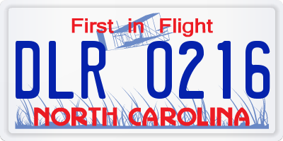 NC license plate DLR0216