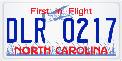 NC license plate DLR0217
