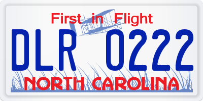 NC license plate DLR0222
