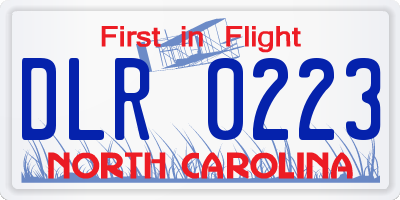 NC license plate DLR0223