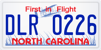 NC license plate DLR0226