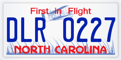 NC license plate DLR0227