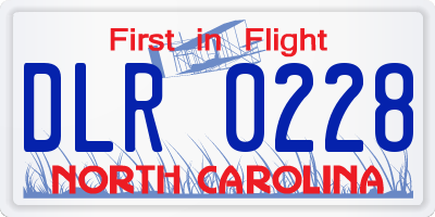 NC license plate DLR0228
