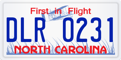 NC license plate DLR0231