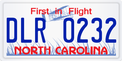 NC license plate DLR0232
