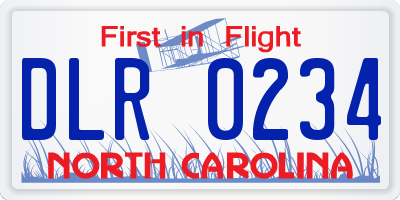 NC license plate DLR0234