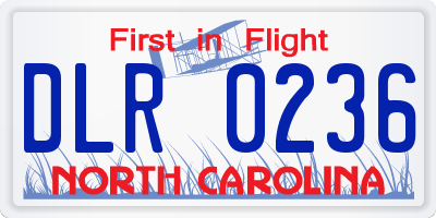 NC license plate DLR0236