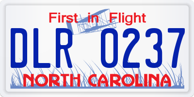 NC license plate DLR0237