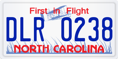 NC license plate DLR0238
