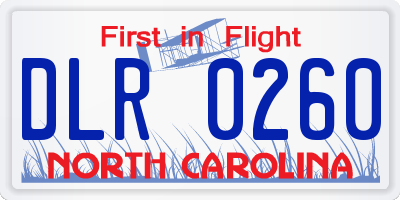 NC license plate DLR0260