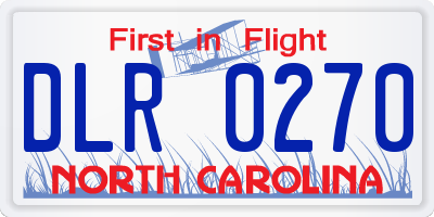 NC license plate DLR0270