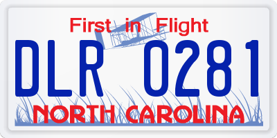 NC license plate DLR0281