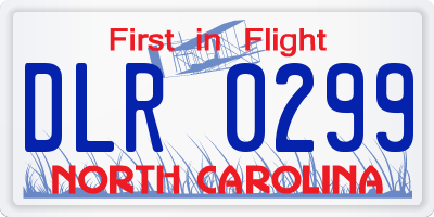 NC license plate DLR0299