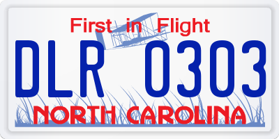 NC license plate DLR0303