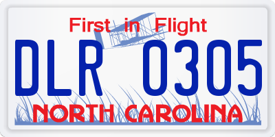 NC license plate DLR0305