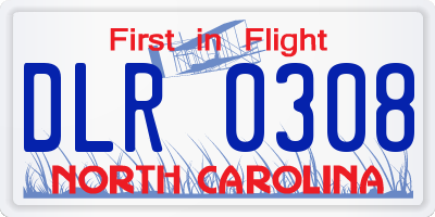 NC license plate DLR0308