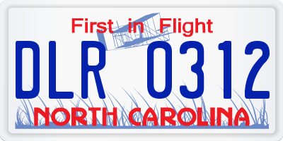 NC license plate DLR0312