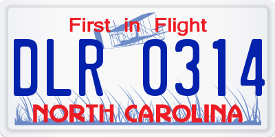 NC license plate DLR0314