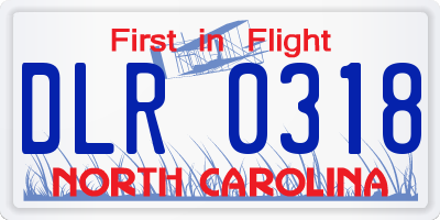 NC license plate DLR0318
