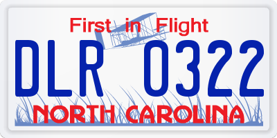 NC license plate DLR0322