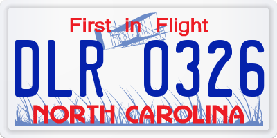 NC license plate DLR0326