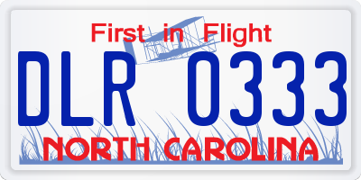 NC license plate DLR0333