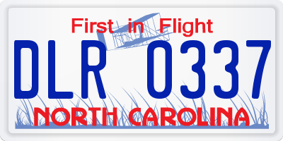 NC license plate DLR0337