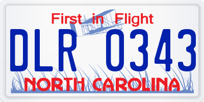 NC license plate DLR0343