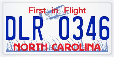 NC license plate DLR0346