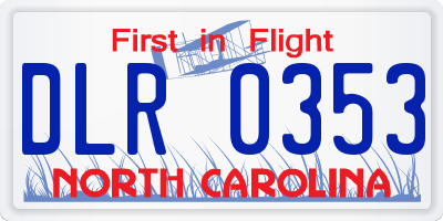 NC license plate DLR0353