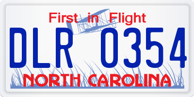 NC license plate DLR0354