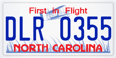 NC license plate DLR0355