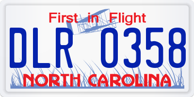 NC license plate DLR0358