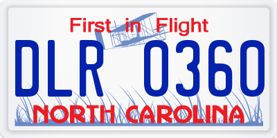 NC license plate DLR0360