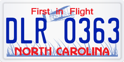 NC license plate DLR0363