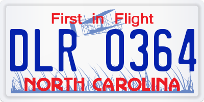 NC license plate DLR0364