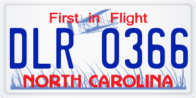 NC license plate DLR0366